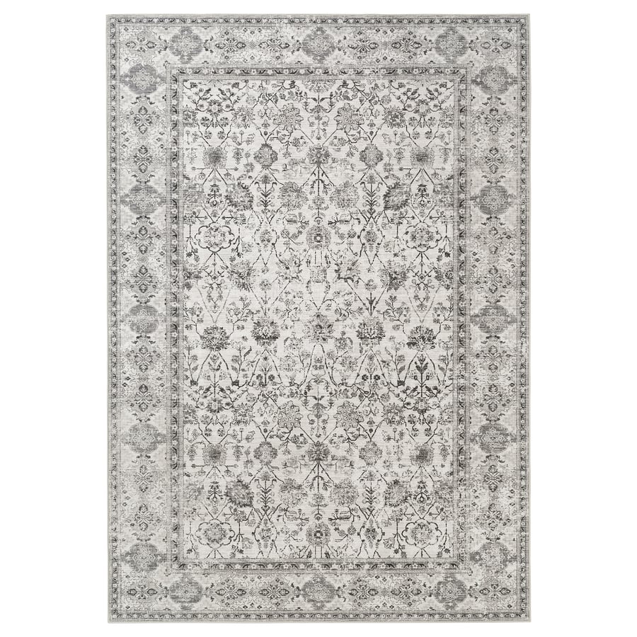 LOKALTÅG paklājs ar īsām plūksnām, smilškrāsā/pelēkā krāsā, 133x195 cm