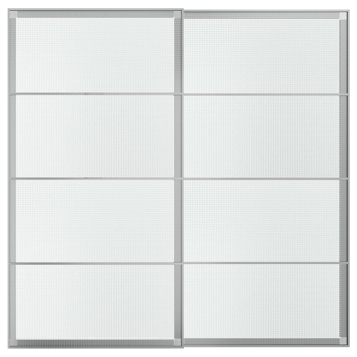 LUNDBRÄSMA Розсувні двері, алюміній/скло в клітинку, 200x201 см