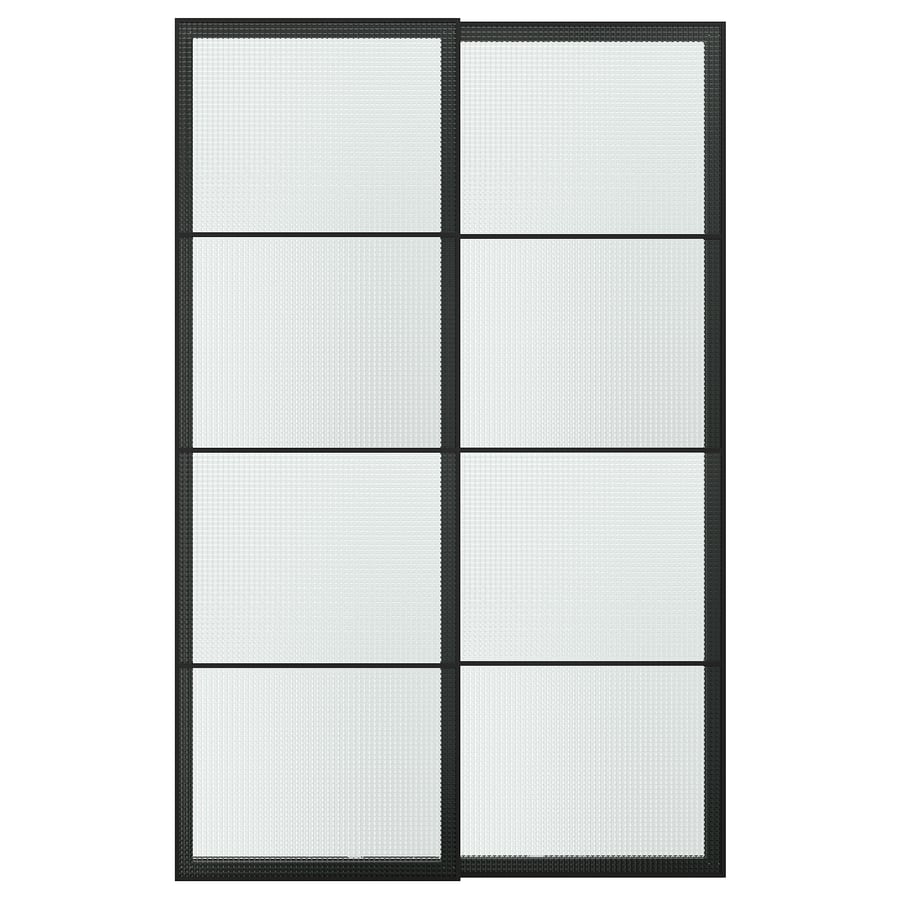 LUNDBRÄSMA lükanduksed, 2 tk, must/ruuduline klaas, 150x236 cm