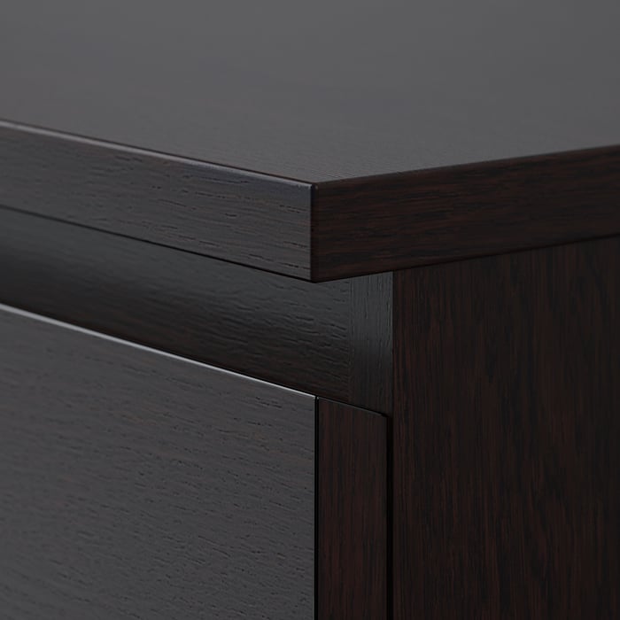 MALM Комод, 6 шухляд, чорно-коричневий/дзеркало, 40x123 см, фото 6