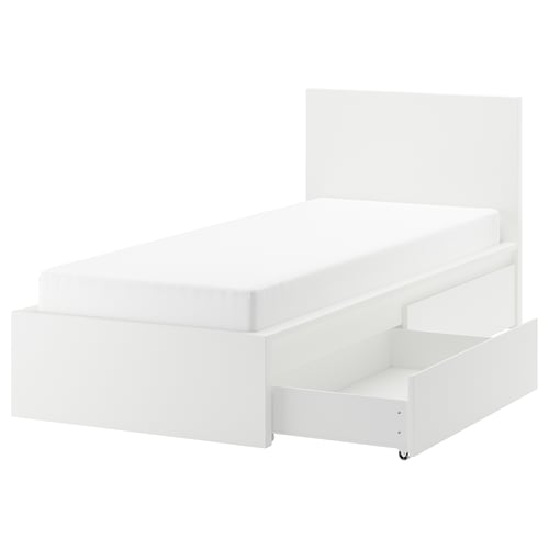 MALM Каркас ліжка з 2 шухлядами - білий/Lönset 90x200 см