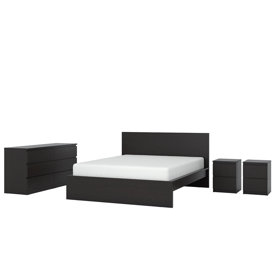MALM guļamistabas mēbeļu komplekts 4gb, melnbrūns, 160x200 cm