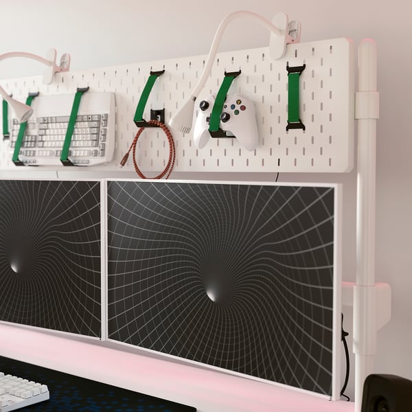 MÅLOMRÅDE Biurko gamingowe typu siedź/stój, z uchwytem do monitora/elektryczny biały, 180x80 cm