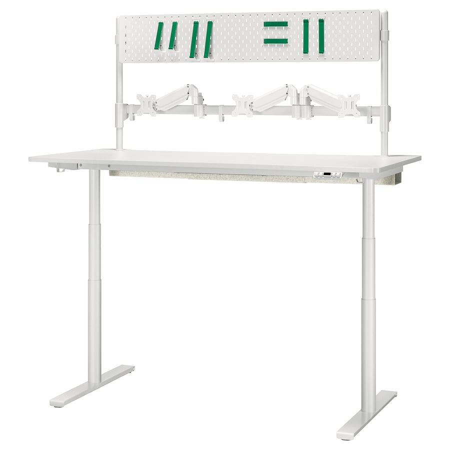 MÅLOMRÅDE regulējams datorspēļu galds, ar monitora turētāju/elektrisks baltā krāsā, 180x80 cm