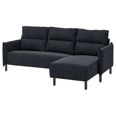 MANNARP Sofa 3-osobowa z szezlongiem, Saxemara czarnoniebieski