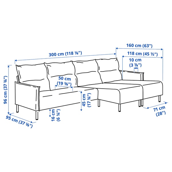 MANNARP Sofa 4 osobowa z szezlongiem, Gunnared beżowy