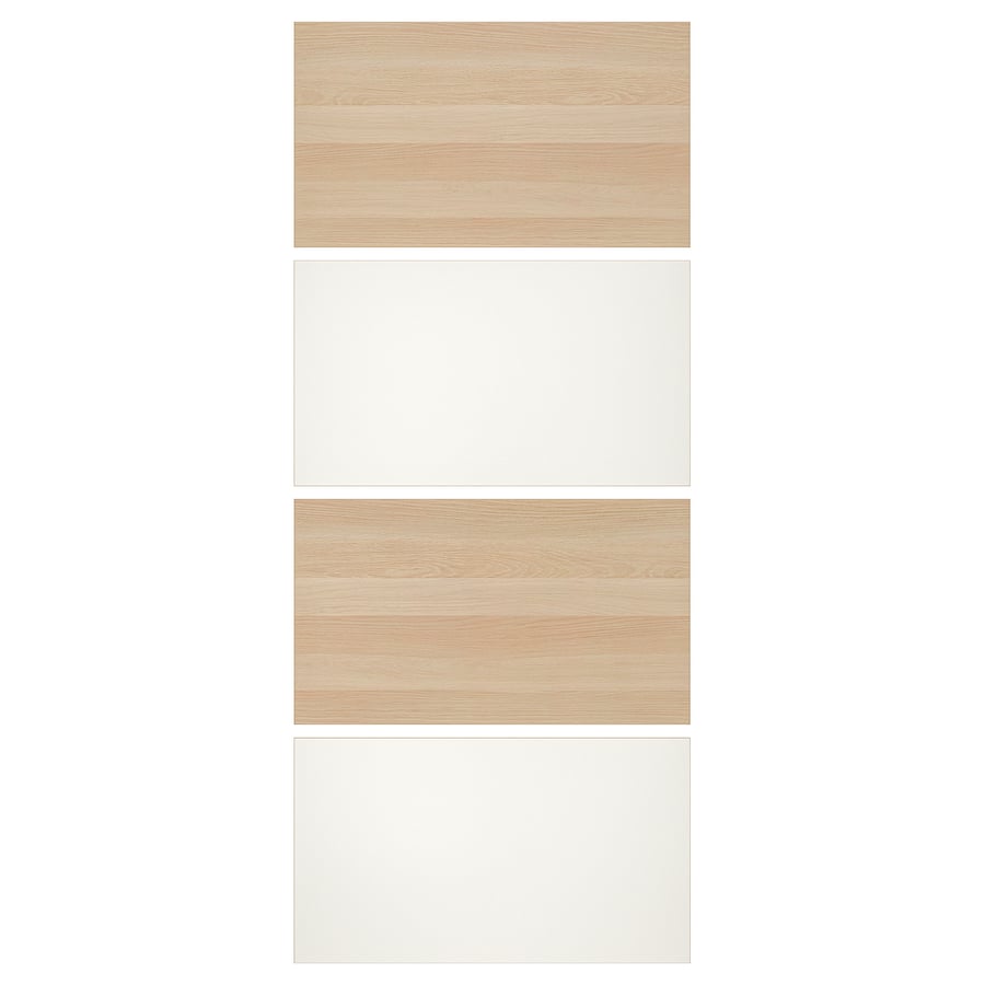 MEHAMN, 4 paneeli lükandukse raamile 100x236 cm valge peitsitud tamme efekt/valge