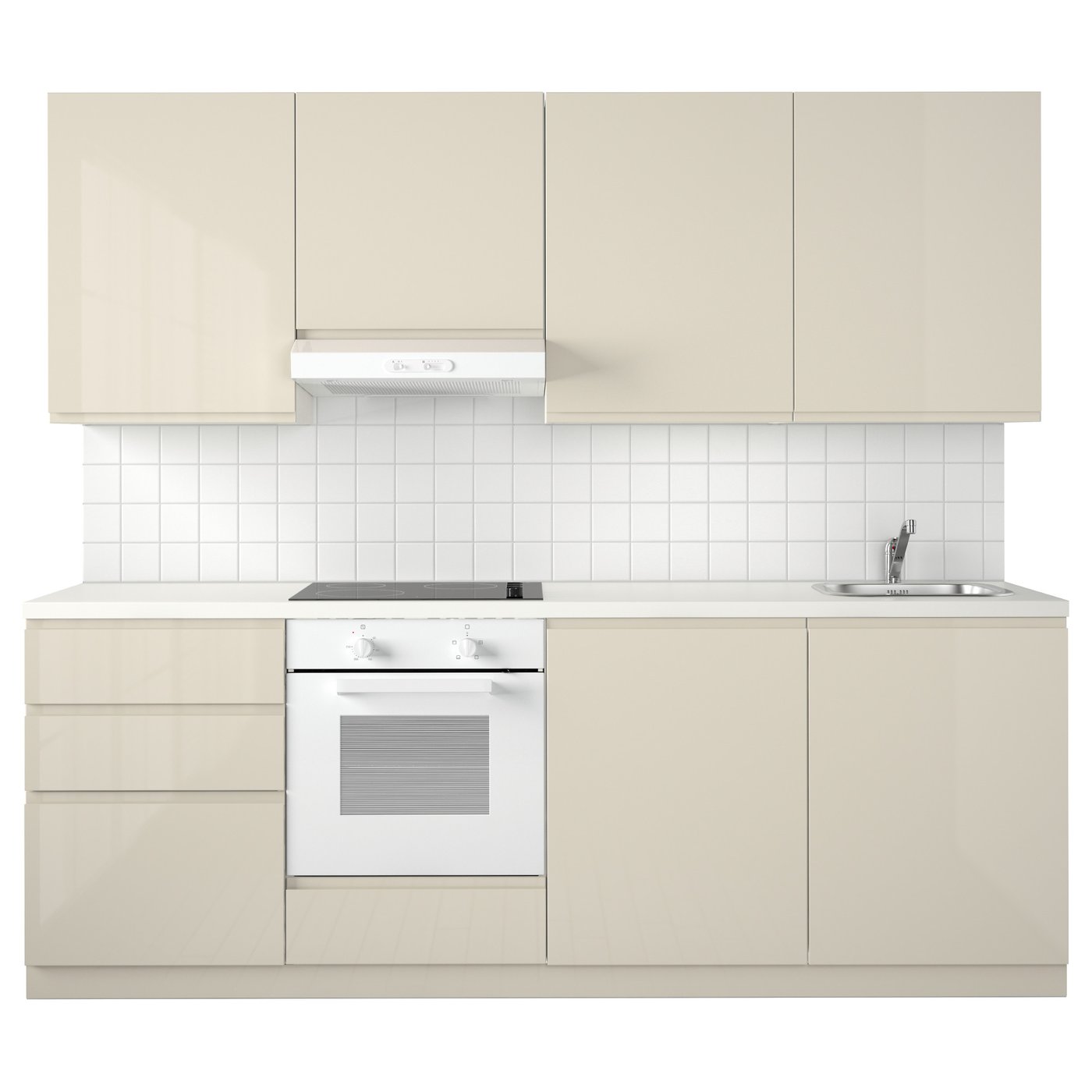 ikea metod kuhnya belaya maksimera voxtorp vysokij glyancevyj yarkij bezhevyj 240x60x228 491 821 93