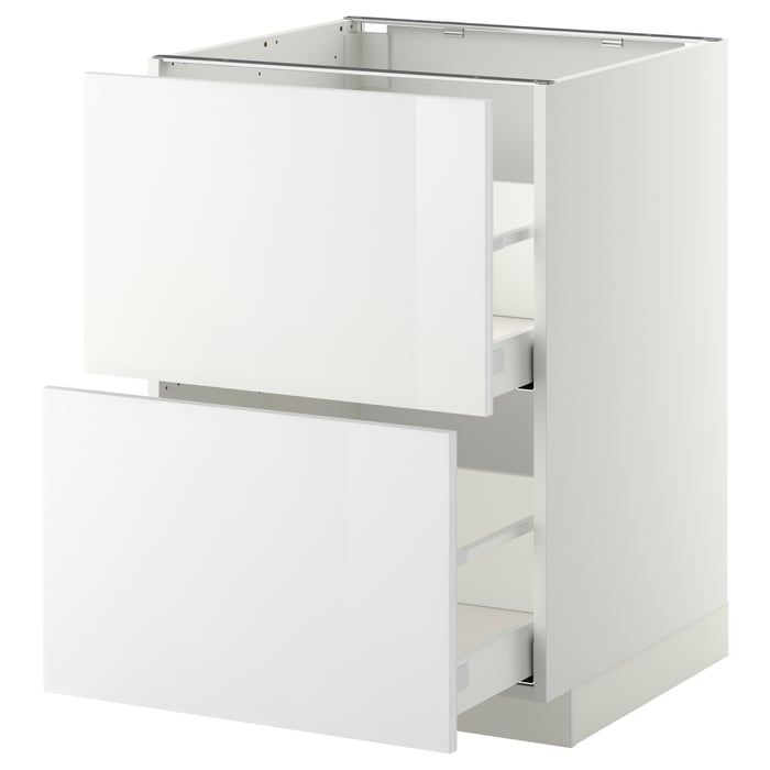 METOD / MAXIMERA Підлогова шафка 2 фасади/2 w шухляд, білий/Ringhult білий, 60x60 см
