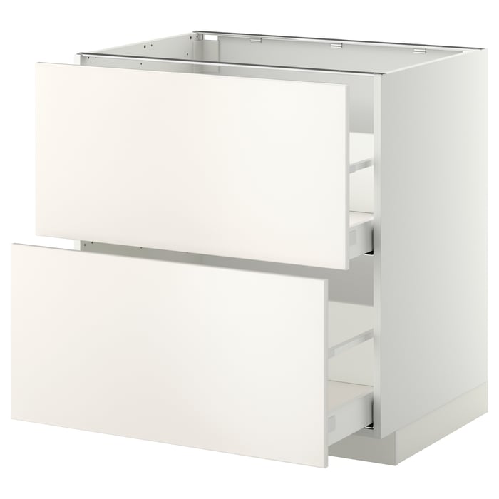 METOD / MAXIMERA Підлогова шафка 2 фасади/2 w шухляд, білий/Veddinge білий, 80x60 см