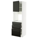 Aneks kuchenny METOD: biały z czarnymi drzwiami i szufladami, elegancki design, nowoczesny styl.