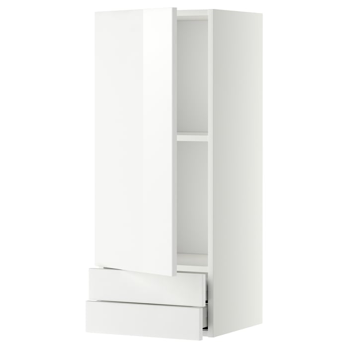 METOD / MAXIMERA Настінна шафка, дверцята/2 шухляди, білий/Ringhult білий, 40x100 см