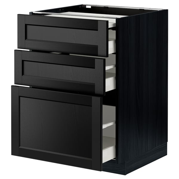 szafka kuchenna ikea METOD z trzema szufladami i drzwiczkami.