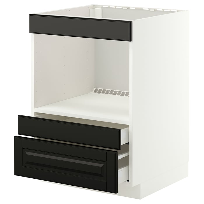 METOD / MAXIMERA Підлогова шафа для вбудованої техніки, білий/Bodbyn чорний, 60x60 см