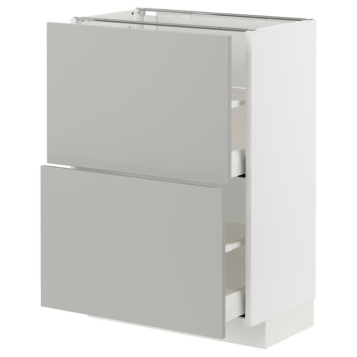 METOD / MAXIMERA Підлогова шафка з 2 шухлядами, білий/Havstorp світло-сірий, 60x37 см