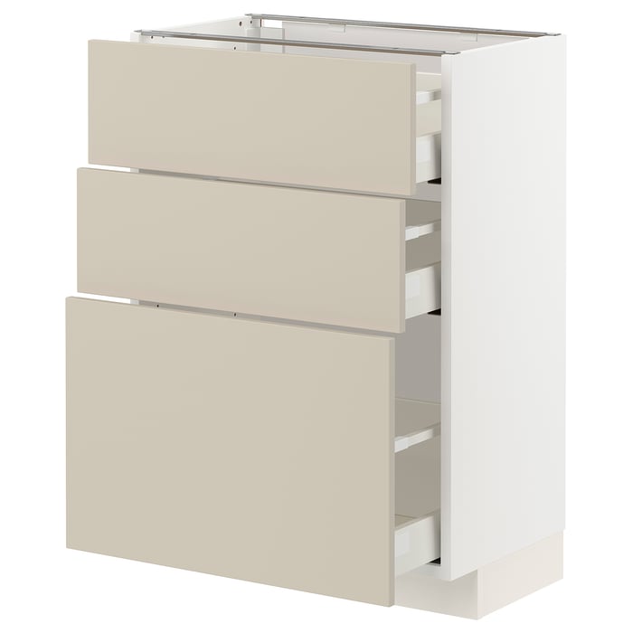 METOD / MAXIMERA Підлогова шафка з 3 шухлядами, білий/Havstorp бежевий, 60x37 см