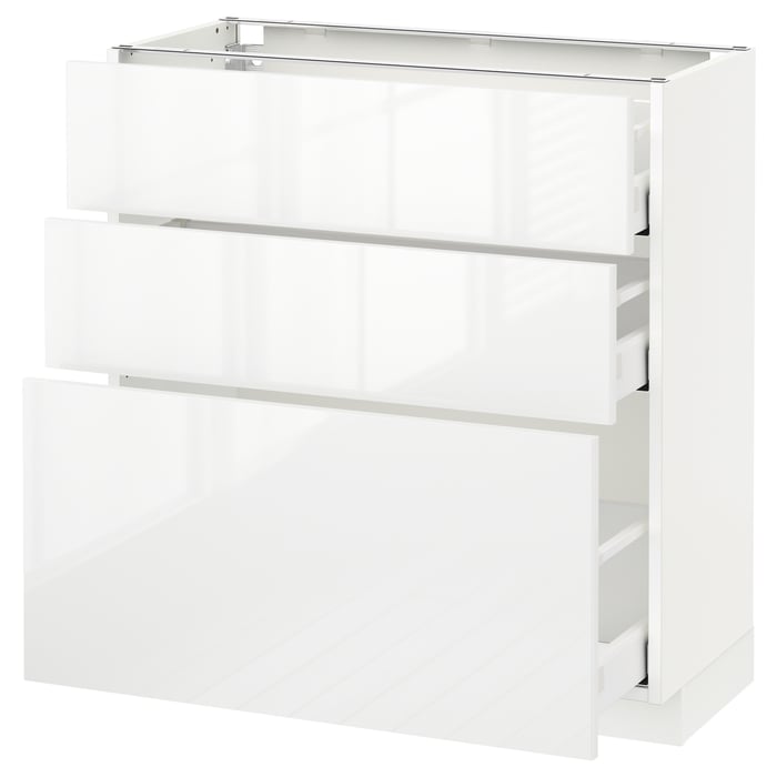 METOD / MAXIMERA Підлогова шафка з 3 шухлядами, білий/Ringhult білий, 80x37 см