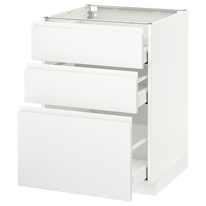 METOD / MAXIMERA Підлогова шафка з 3 шухлядами, білий/Voxtorp матовий білий, 60x60 см