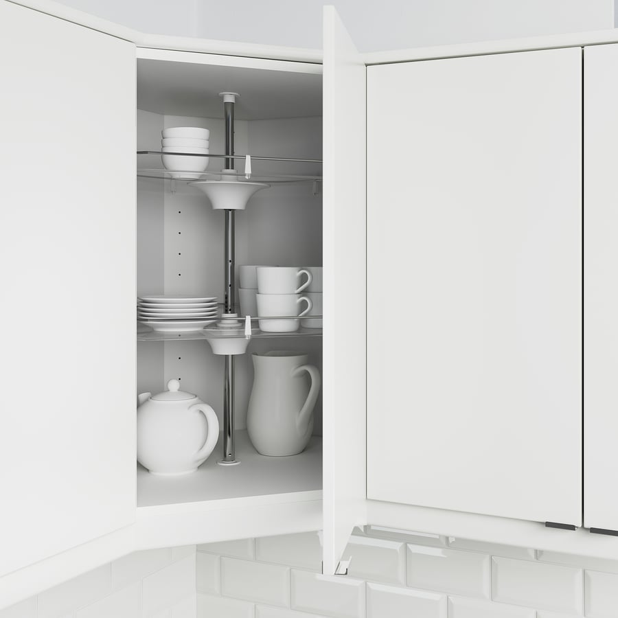METOD Nurgas Seinakapp + riiulid /  klaasuks, valge, Lerhyttan värvitud must,68x80 см