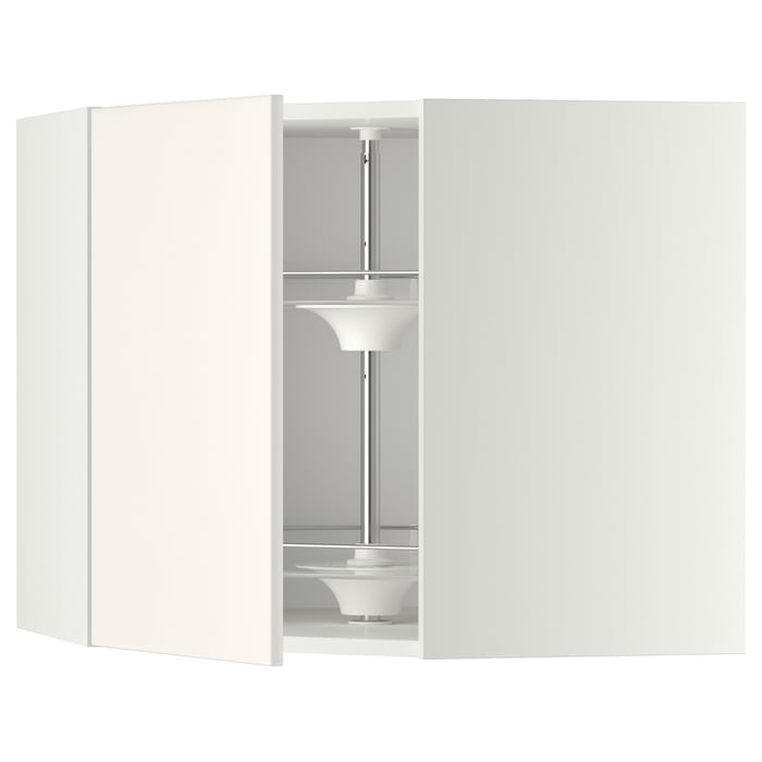 METOD Кутова настінна шафка з каруселлю, білий/Veddinge білий, 68x60 см