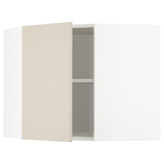 METOD Кутова настінна шафка з полицями, білий/Havstorp бежевий, 68x60 см