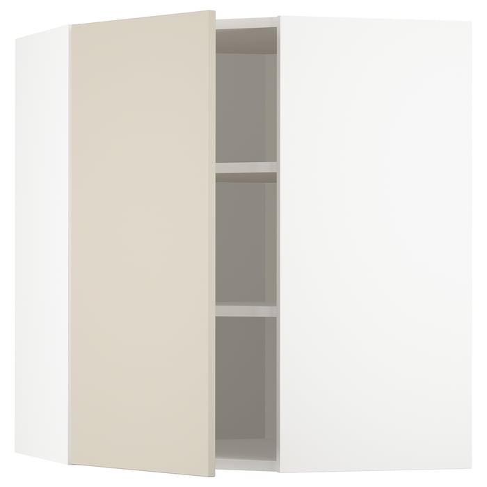METOD Кутова настінна шафка з полицями, білий/Havstorp бежевий, 68x80 см