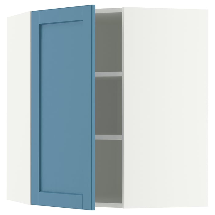 METOD Кутова настінна шафка з полицями, білий/Lerhyttan синій, 68x80 см