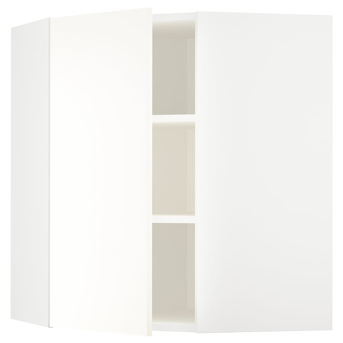 METOD Кутова настінна шафка з полицями, білий/Vallstena білий, 68x80 см