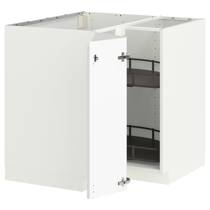 METOD Кутова підлогова шафка з каруселлю, білий/Voxtorp матовий білий, 88x88 см
