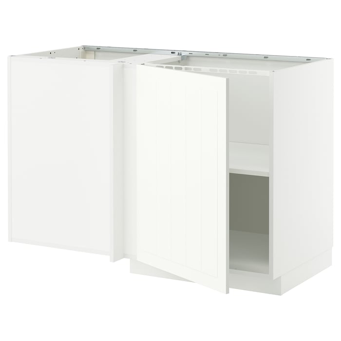 METOD Кутова підлогова шафка з полицею, білий/Stensund білий, 128x68 см