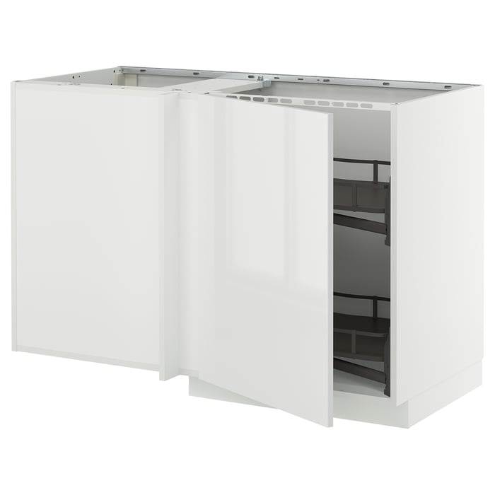 METOD Кутова підлогова шафка з висувною полицею, білий/Ringhult білий, 128x68 см