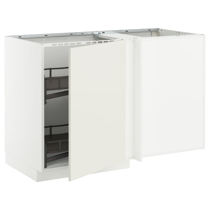 METOD Кутова підлогова шафка з висувною полицею, білий/Veddinge білий, 128x68 см, фото 2