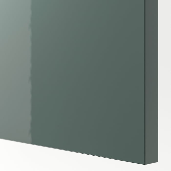 METOD Висока шафка для холодильника або морозильної камери з 2 шухлядами, білий/Kallarp темний сіро-зелений глянцевий, 60x60x200 см, фото 2