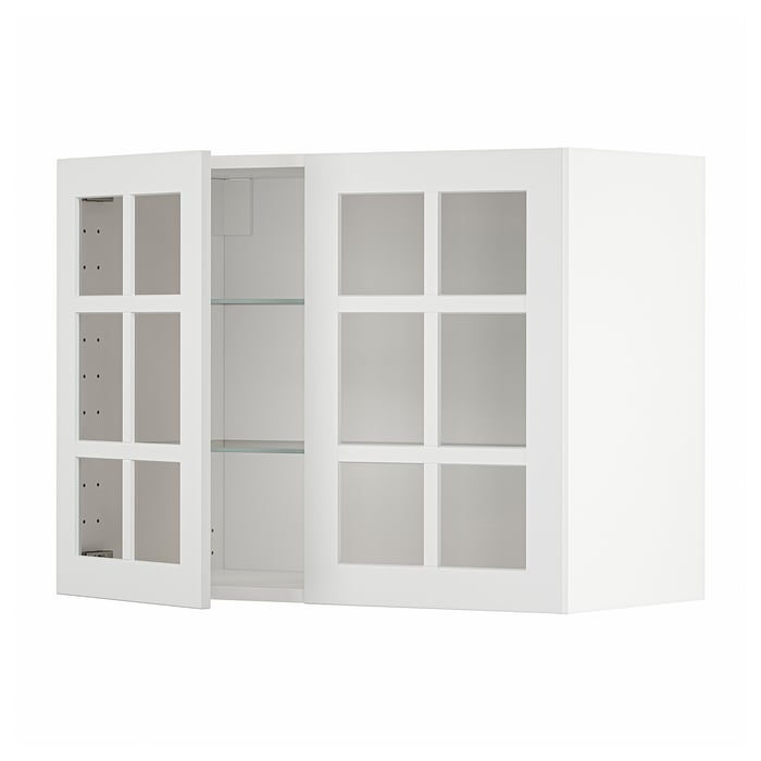 METOD Настінна шафка полиці/2 скляних дверцят, білий/Stensund білий, 80x60 см