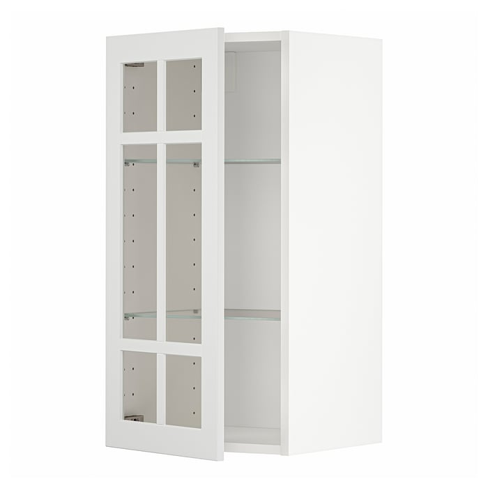 METOD Настінна шафка полиці/скляні дверцята, білий/Stensund білий, 40x80 см