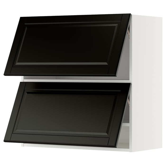 METOD Горизонтальна настінна шафка 2 дверцят, білий/Bodbyn чорний, 80x80 см