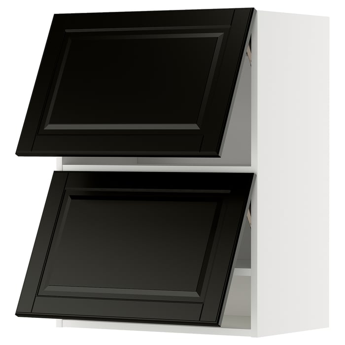 METOD Горизонтальна настінна шафка 2 дверцят, білий/Bodbyn чорний, 60x80 см