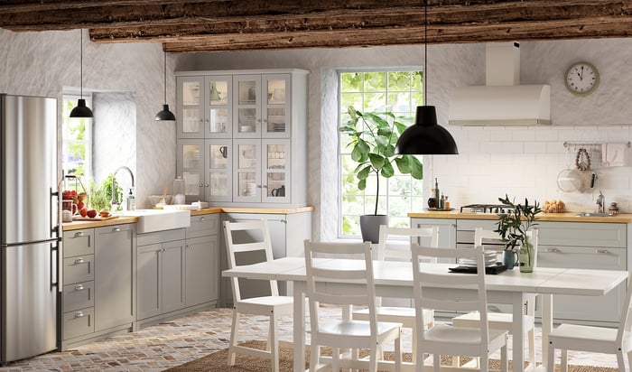 METOD Горизонтальна настінна шафка 2 дверцят, білий/Lerhyttan світло-сірий, 40x80 см, фото 2