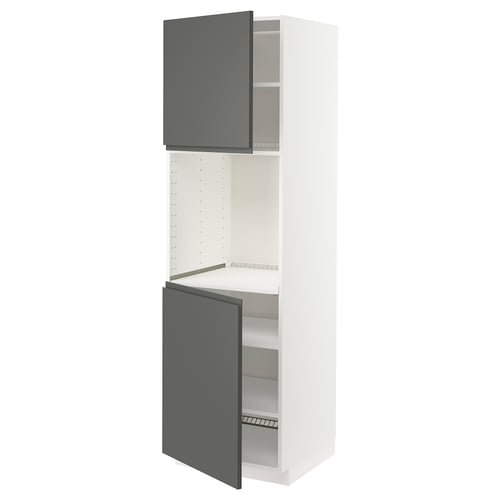 Nowoczesna ciemnoszara szafka METOD z regulowanymi białymi półkami, elegancki design.
