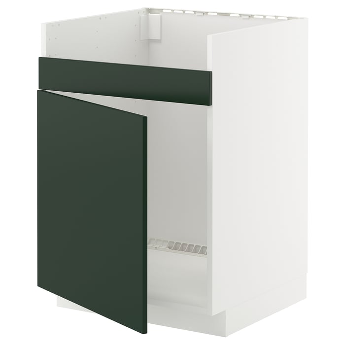 METOD Шафка під мийку HAVSEN з 1 чашею, білий/Havstorp глибокий зелений, 60x60 см