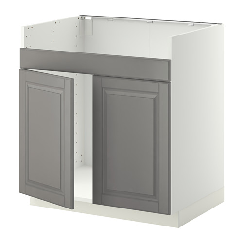 METOD Szafka pod zlew HAVSEN 2kom - biały, Bodbyn szary - IKEA