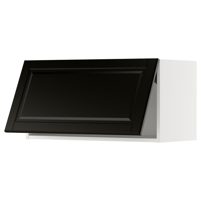 METOD Горизонтальна настінна шафка, білий/Bodbyn чорний, 80x40 см
