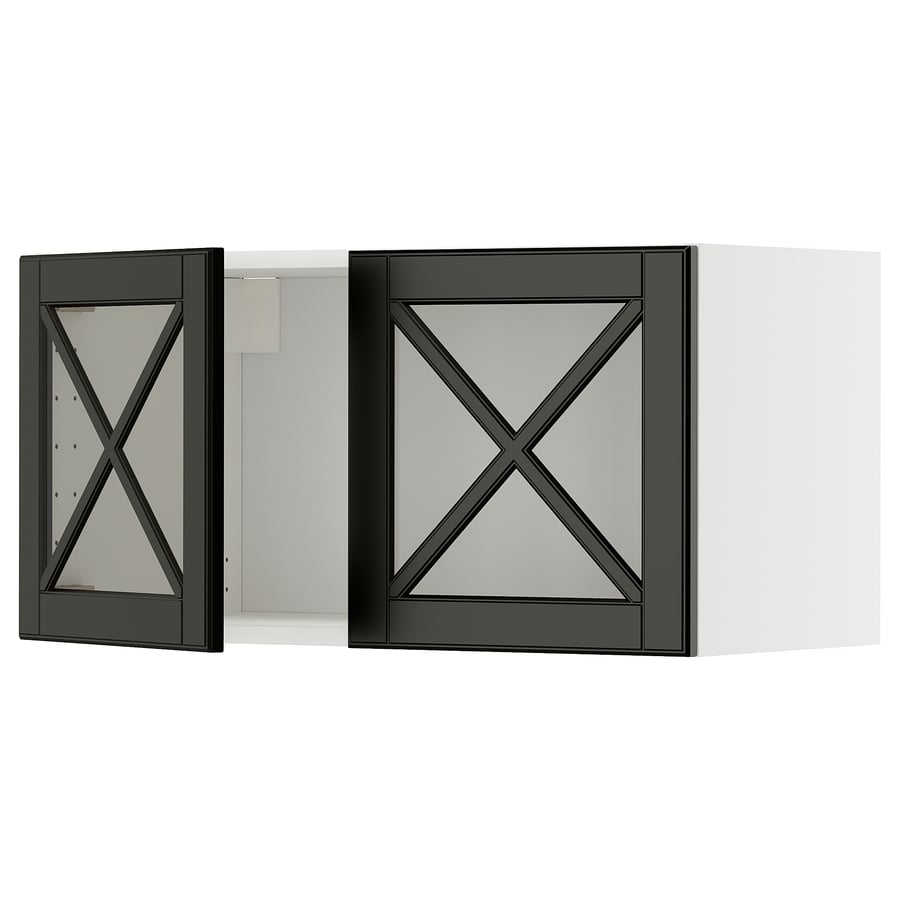 METOD seinakapp, 2 kl-ust/risttala, valge/Bodbyn must, 80x40 cm