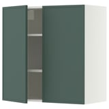 METOD Szafka ścienna z półkami/2 drzwi, biały/Aspudden ciemny szarozielony, 80x80 cm