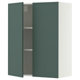 METOD Szafka ścienna z półkami/2 drzwi, biały/Aspudden ciemny szarozielony, 80x100 cm