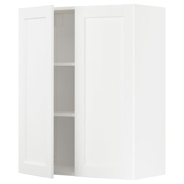 Biała szafka Ikea METOD, dwie regulowane półki, prosty design.