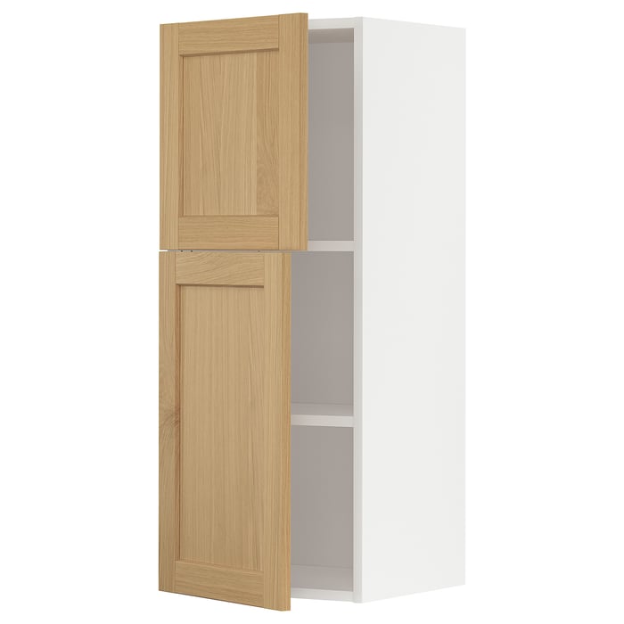 METOD Настінна шафка з полицями/2 дверцят, білий/Forsbacka дуб, 40x100 см