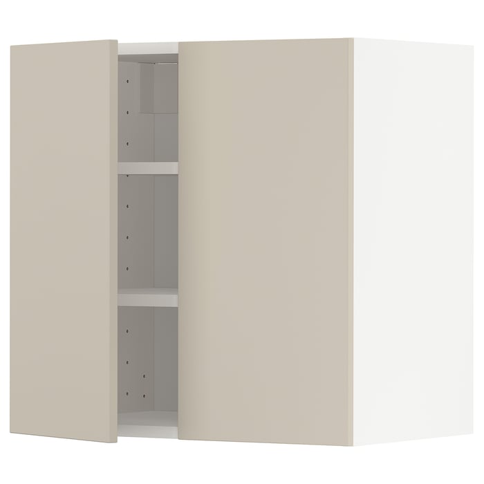 METOD Настінна шафка з полицями/2 дверцят, білий/Havstorp бежевий, 60x60 см