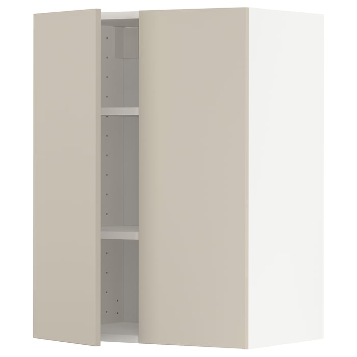 METOD Настінна шафка з полицями/2 дверцят, білий/Havstorp бежевий, 60x80 см
