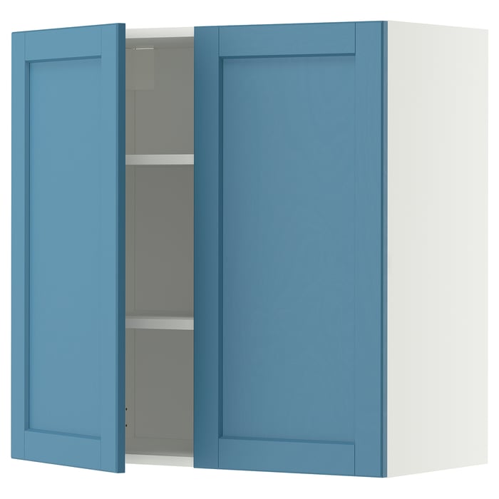 METOD Настінна шафка з полицями/2 дверцят, білий/Lerhyttan синій, 80x80 см